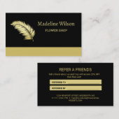 Carte De Référencement Palme de fleurs dorées Feuilles sur noir (Devant / Derrière)