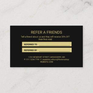 Carte De Référencement Palme de fleurs dorées Feuilles sur noir