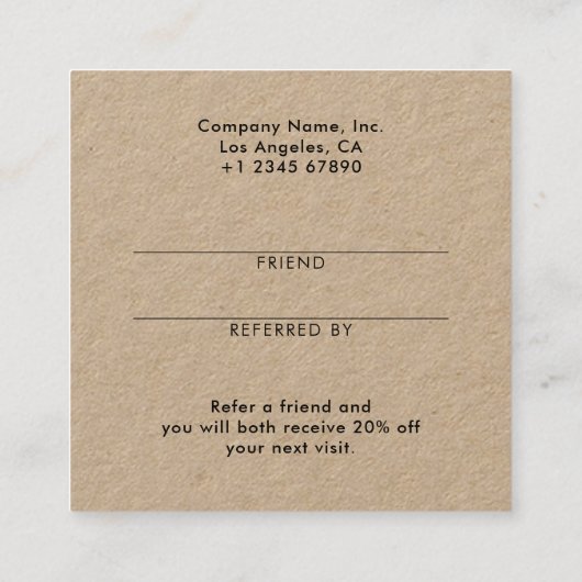 Carte De Référencement Papier Kraft Simple Moderne Minimal Business (Dos)