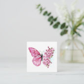 Carte De Référencement Papillon à fleurs avec Sakura rose (Debout devant)