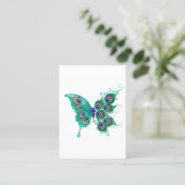 Carte De Référencement Papillon aux plumes de paon vert (Debout devant)