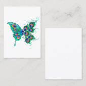 Carte De Référencement Papillon aux plumes de paon vert (Devant / Derrière)