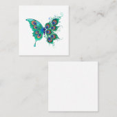 Carte De Référencement Papillon aux plumes de paon vert (Devant / Derrière)