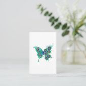 Carte De Référencement Papillon aux plumes de paon vertes (Debout devant)