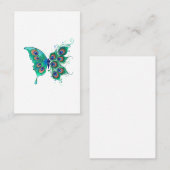 Carte De Référencement Papillon aux plumes de paon vertes (Devant / Derrière)