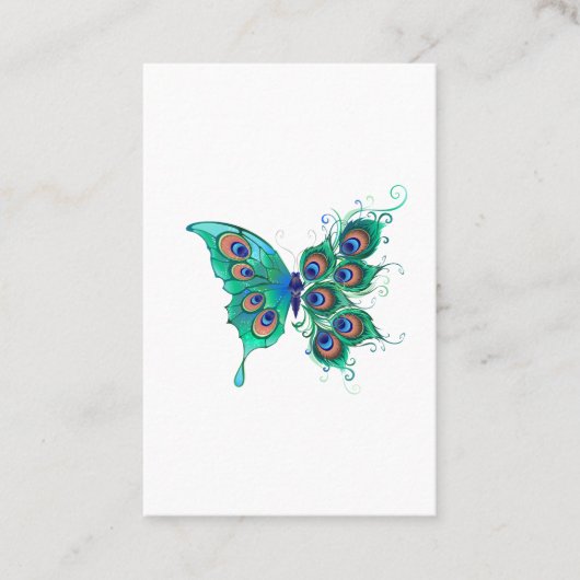 Carte De Référencement Papillon aux plumes de paon vertes (Devant)