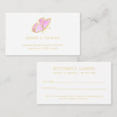 Carte De Référencement Papillon rose et or moderne élégant (Devant / Derrière)