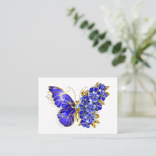 Carte De Référencement Papillon saphir à fleurs (Debout devant)