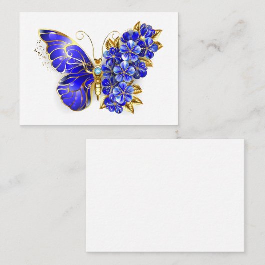 Carte De Référencement Papillon saphir à fleurs (Devant / Derrière)