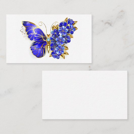 Carte De Référencement Papillon saphir à fleurs (Devant / Derrière)