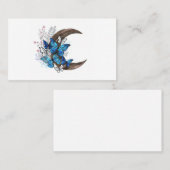 Carte De Référencement Papillons bleus sur croissant en bois (Devant / Derrière)