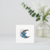 Carte De Référencement Papillons bleus sur croissant en bois (Debout devant)
