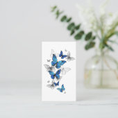 Carte De Référencement Papillons volants bleus Morpho (Debout devant)