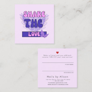 Carte De Référencement Partagez l'amour rose violet typographie moderne