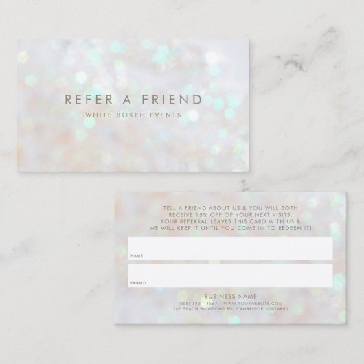 Carte De Référencement Parties scintillant blanche subtile Réserver une c (Devant / Derrière)