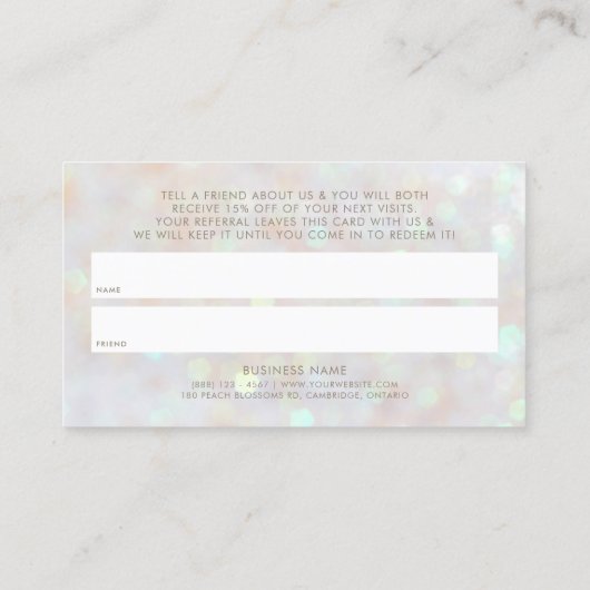Carte De Référencement Parties scintillant blanche subtile Réserver une c (Dos)