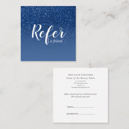 Carte De Référencement Parties scintillant Bleue Chatoyante Ombre Glam Ch (Devant / Derrière)