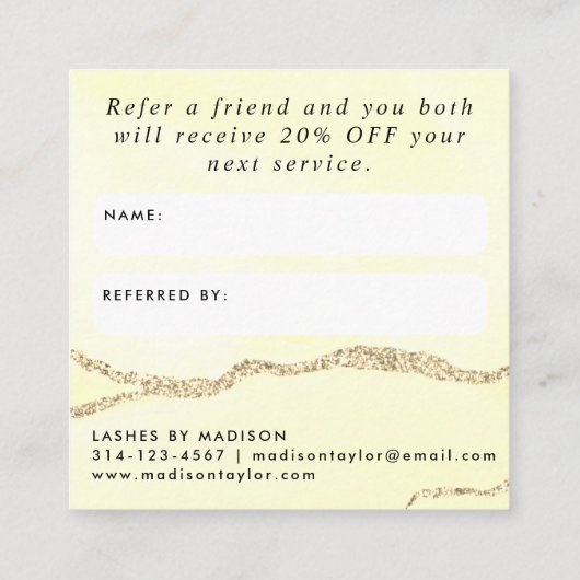 Carte De Référencement Parties scintillant classique en or marbre Agate c (Dos)