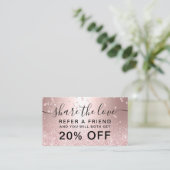 Carte De Référencement parties scintillant d'or rose confetti métallique  (Debout devant)