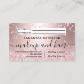 Carte De Référencement parties scintillant d'or rose confetti métallique  (Dos)