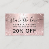 Carte De Référencement parties scintillant d'or rose confetti métallique  (Devant)