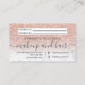 Carte De Référencement Parties scintillant d'or rose moderne marbre ombre (Dos)