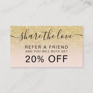 Carte De Référencement parties scintillant dorée chic et moderne blush p