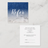 Carte De Référencement Parties scintillant en marbre et bleu Ombre Glam C (Devant / Derrière)