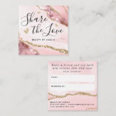 Carte De Référencement Parties scintillant en marbre rose vif Agate chic  (Devant / Derrière)