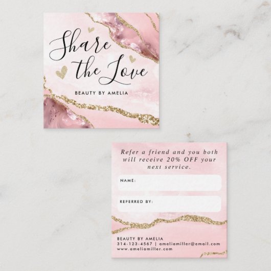 Carte De Référencement Parties scintillant en marbre rose vif Agate chic  (Devant / Derrière)