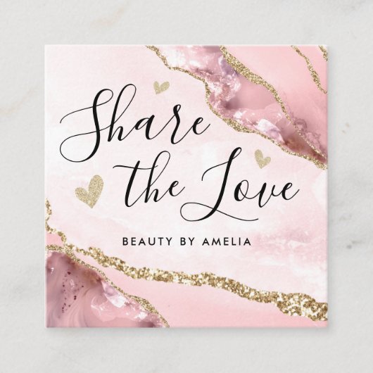 Carte De Référencement Parties scintillant en marbre rose vif Agate chic (Devant)