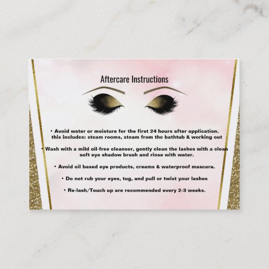 Carte De Référencement Parties scintillant en or rose Lashes Référencez A (Dos)