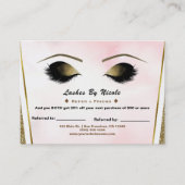 Carte De Référencement Parties scintillant en or rose Lashes Référencez A (Devant)