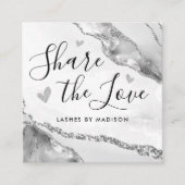 Carte De Référencement Parties scintillant gris argent marbre Agate chic (Devant)