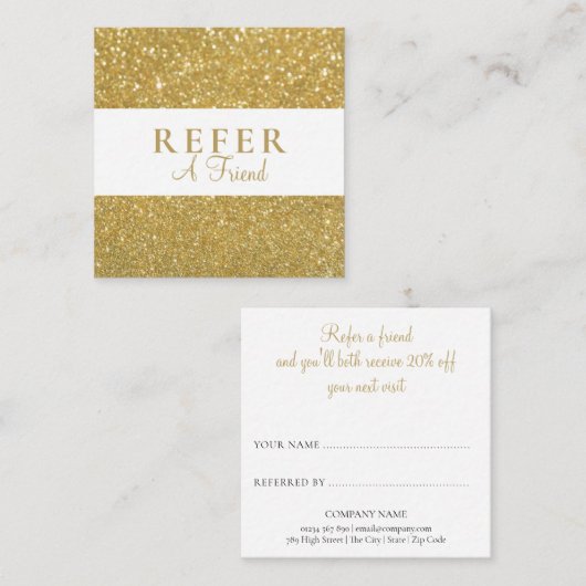 Carte De Référencement Parties scintillant or chic (Devant / Derrière)