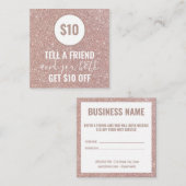 Carte De Référencement Parties scintillant or rose Référer une fidélité à (Devant / Derrière)