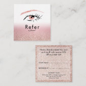 Carte De Référencement Parties scintillant or rose Yeux Brosses Lashes (Devant / Derrière)