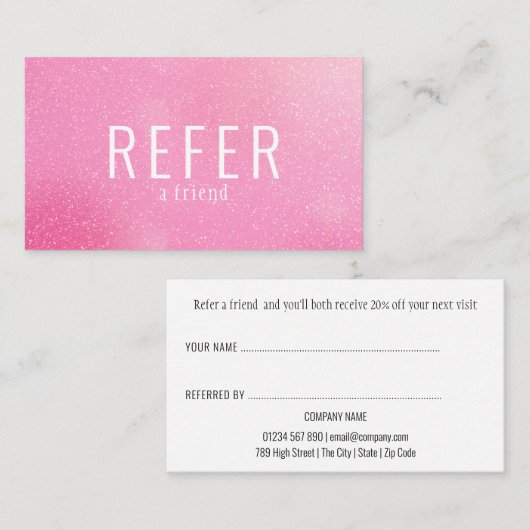 Carte De Référencement Parties scintillant rose élégant moderne (Devant / Derrière)