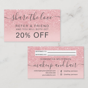 Carte De Référencement Parties scintillant rose moderne blush ombre profe