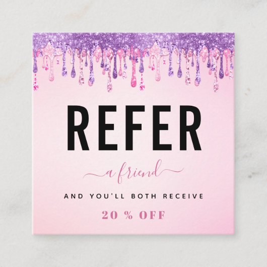 Carte De Référencement Parties scintillant violet rose Ajouter logo et no (Devant)