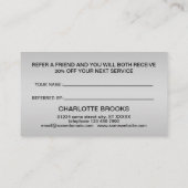 Carte De Référencement Paw Chien Argent sur arrière - plan noir (Dos)