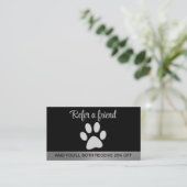 Carte De Référencement Paw Chien Argent sur arrière - plan noir (Debout devant)