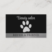 Carte De Référencement Paw Chien Argent sur arrière - plan noir (Devant)