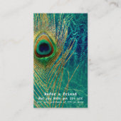 Carte De Référencement Peacock Feather Blue Turquoise Gold Boho Référer u (Devant)