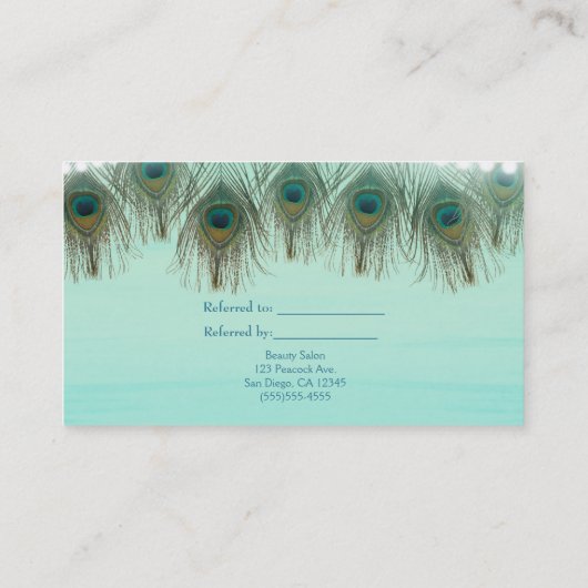 Carte De Référencement Peacock Feathers & Lights Rustic Référer un ami (Dos)