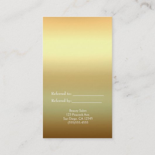 Carte De Référencement Peacock Plumes Or Boho Exotique Référer Un Ami (Dos)
