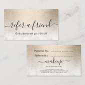 Carte De Référencement Peintre de maquillage en marbre blanc doré en cuiv (Devant / Derrière)