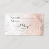 Carte De Référencement Peintre de maquillage en marbre rose parties scint (Dos)