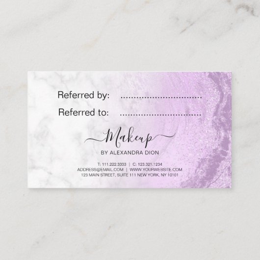 Carte De Référencement Peintre moderne et élégant en marbre de parties sc (Dos)