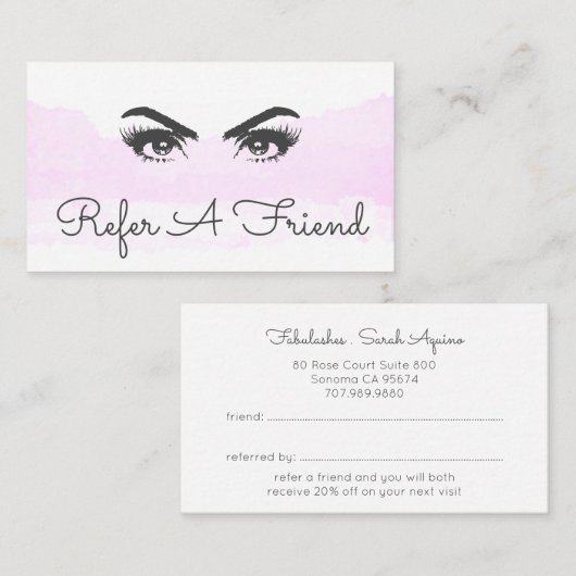 Carte De Référencement Peinture de maquillage rose Cloud Eyes (Devant / Derrière)